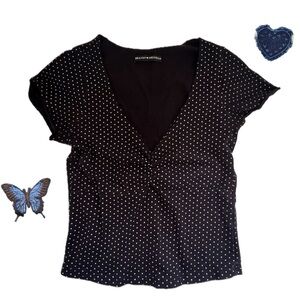 Brandy Melville Navy Polka Dot Gina Top